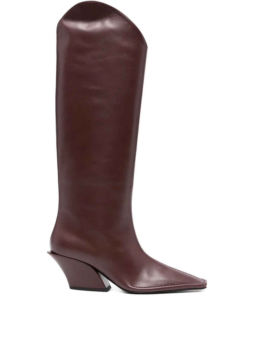 Mugler 70mm pointed-toe leather boots Red