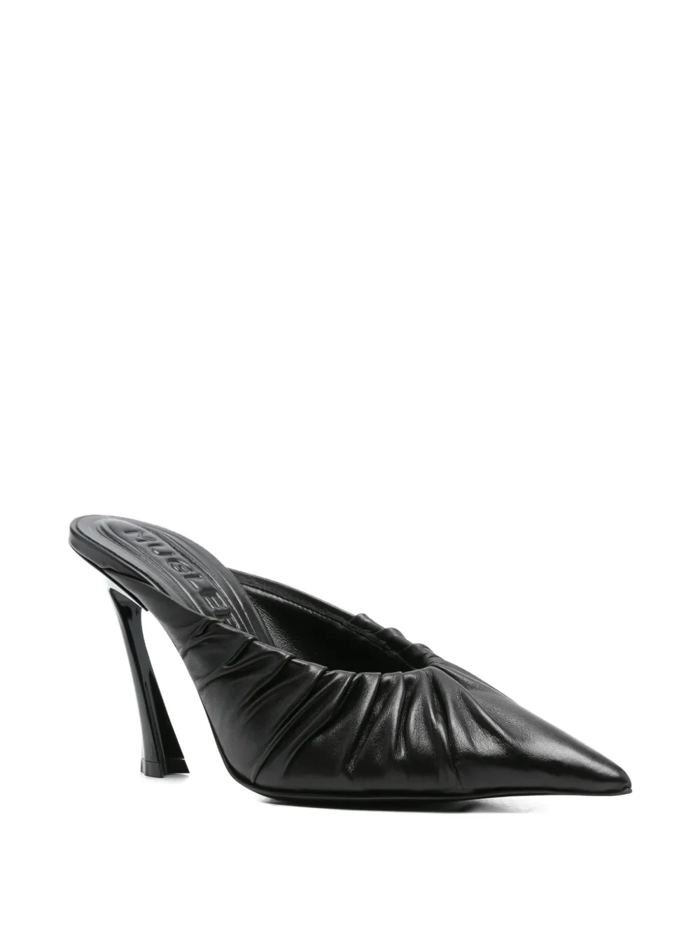 Mugler 95mm Fang pleated pointed-toe mules Black