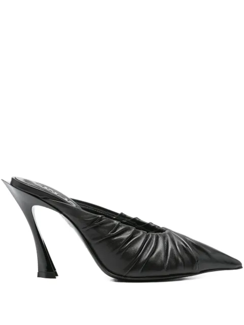 Mugler 95mm Fang pleated pointed-toe mules