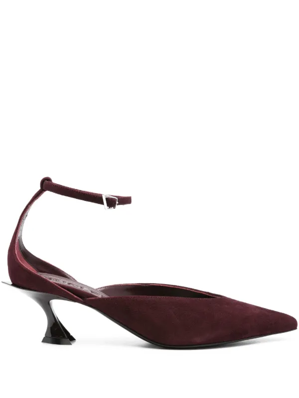 Mugler 55mm Fang Ankle-strap Pumps in Red