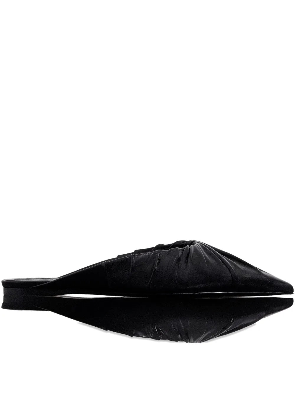 Mugler Pleated Point-toe Flats In Black