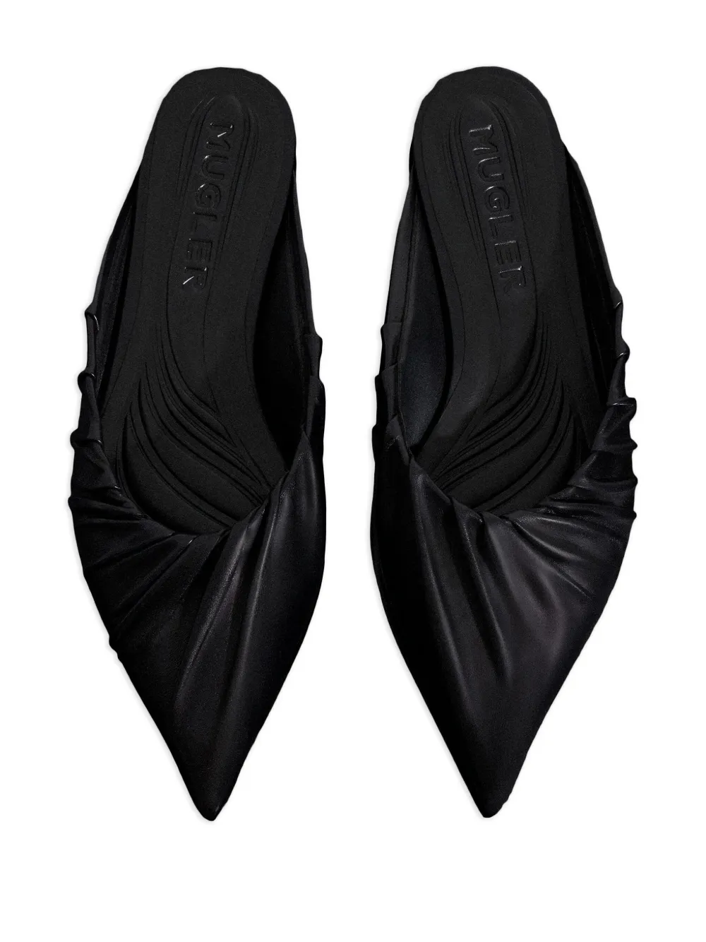 Mugler pleated point-toe flats Black