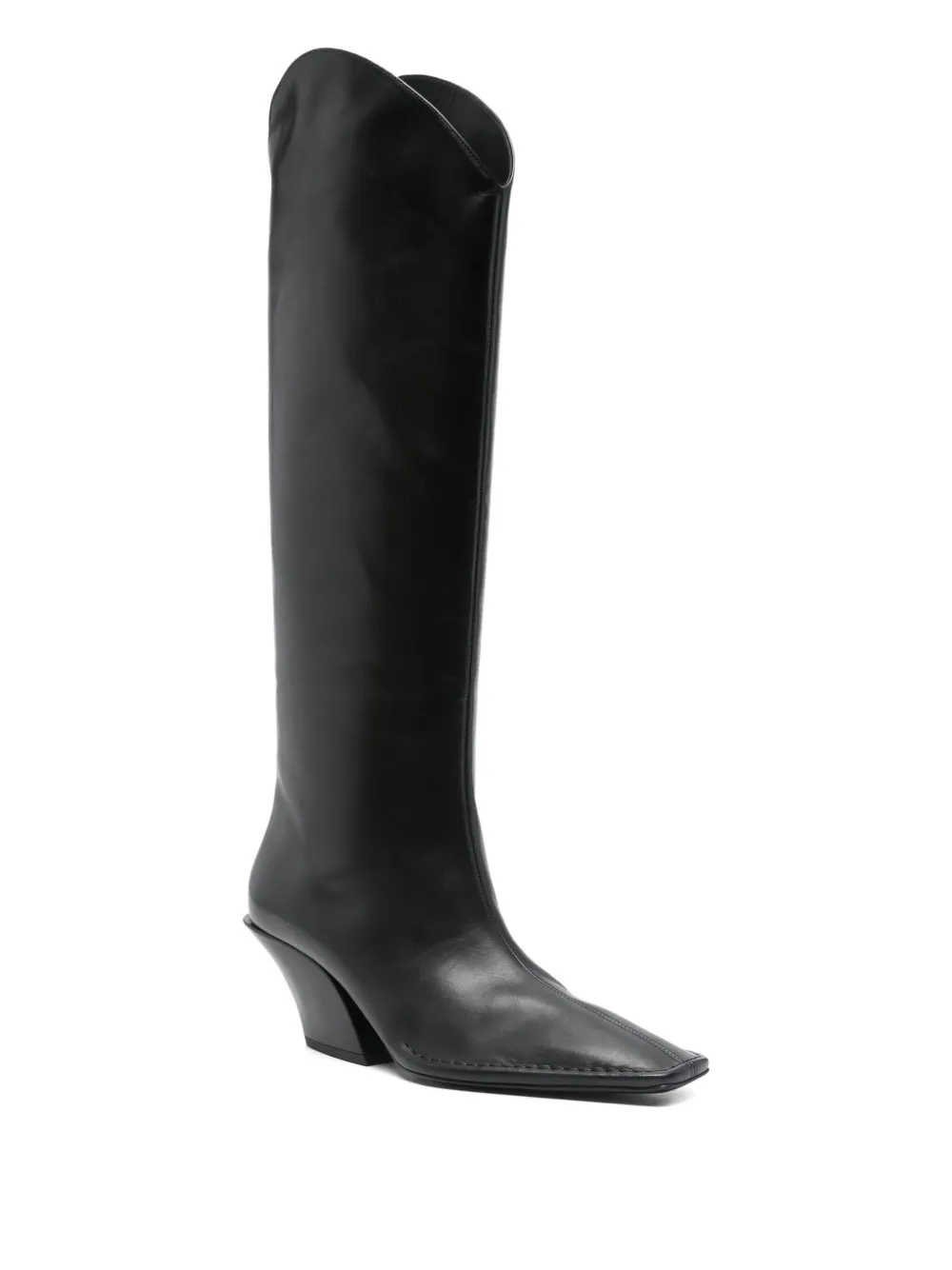 Mugler 80mm pointed-toe calf leather boots Black