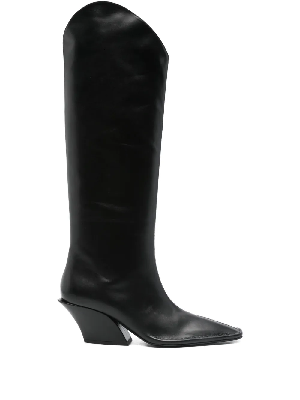 Mugler 80mm pointed-toe calf leather boots Black