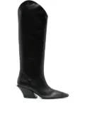 Mugler 80mm pointed-toe calf leather boots - Black