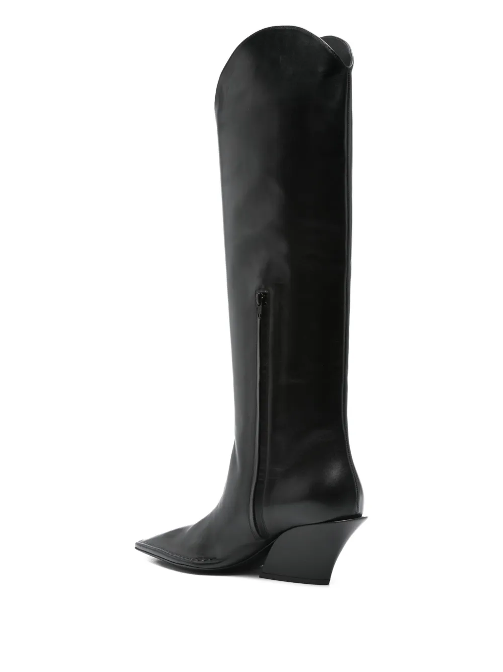 Mugler 80mm pointed-toe calf leather boots Black