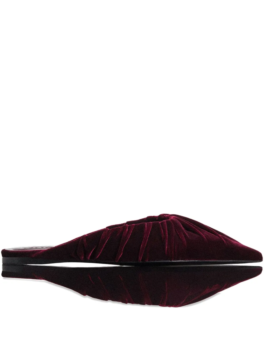 Mugler Pleated Pointed-toe Flat Mules In Red