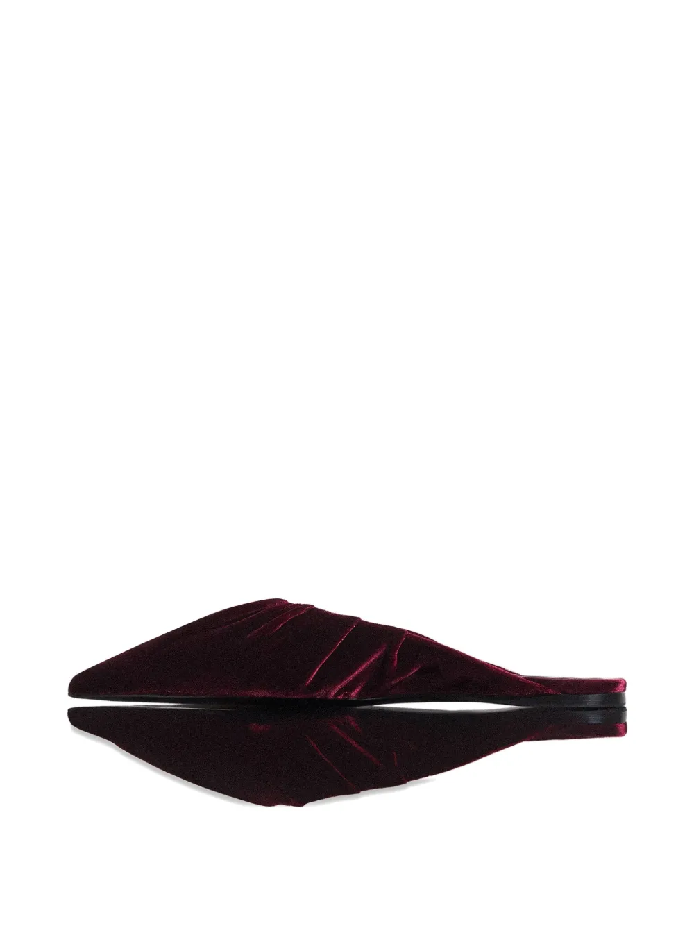 Mugler Pleated Pointed-toe Flat Mules In Red