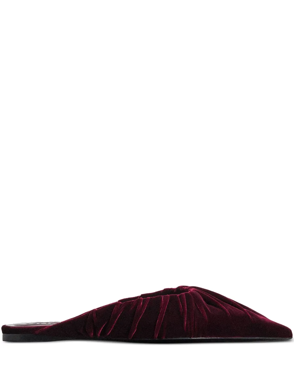 Mugler pleated pointed-toe flat mules Red