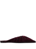 Mugler pleated pointed-toe flat mules - Red