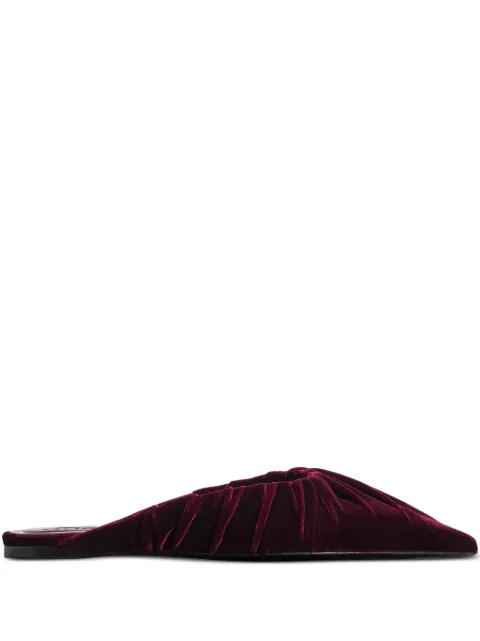 Mugler pleated pointed-toe flat mules
