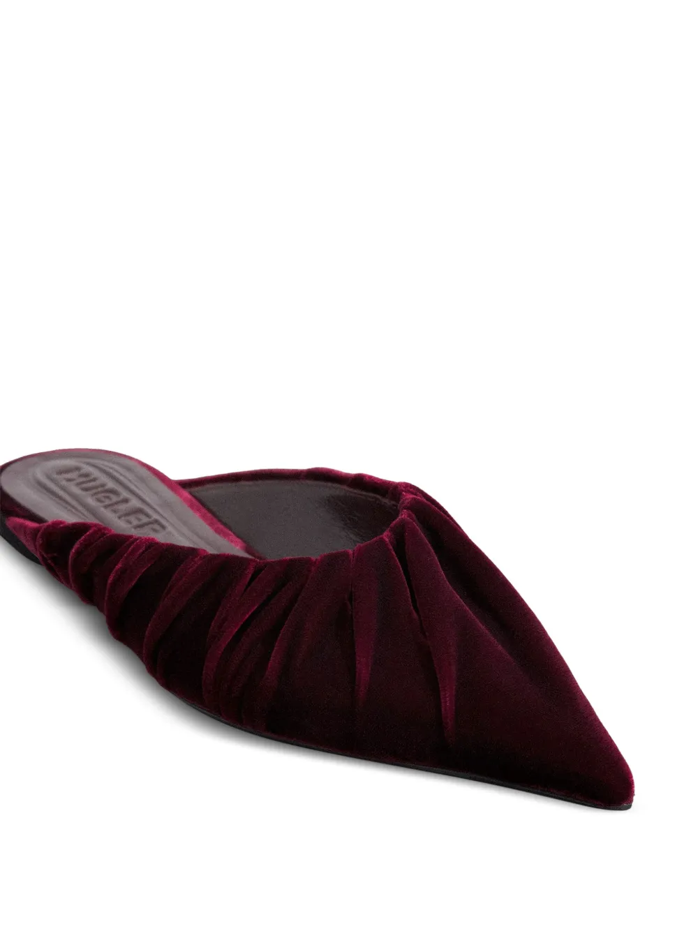Mugler pleated pointed-toe flat mules Red