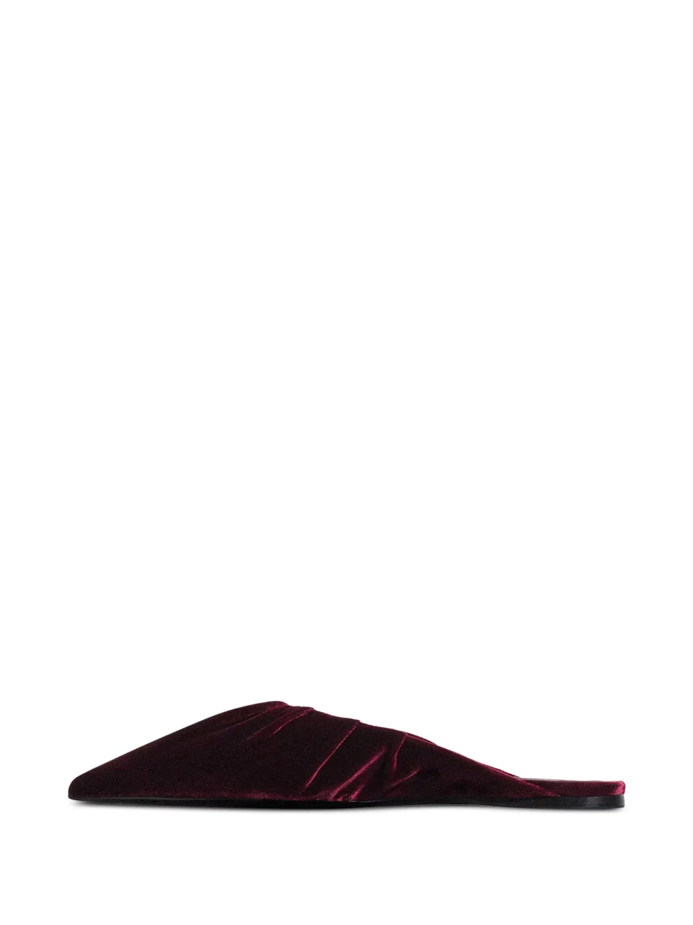 Mugler pleated pointed-toe flat mules Red