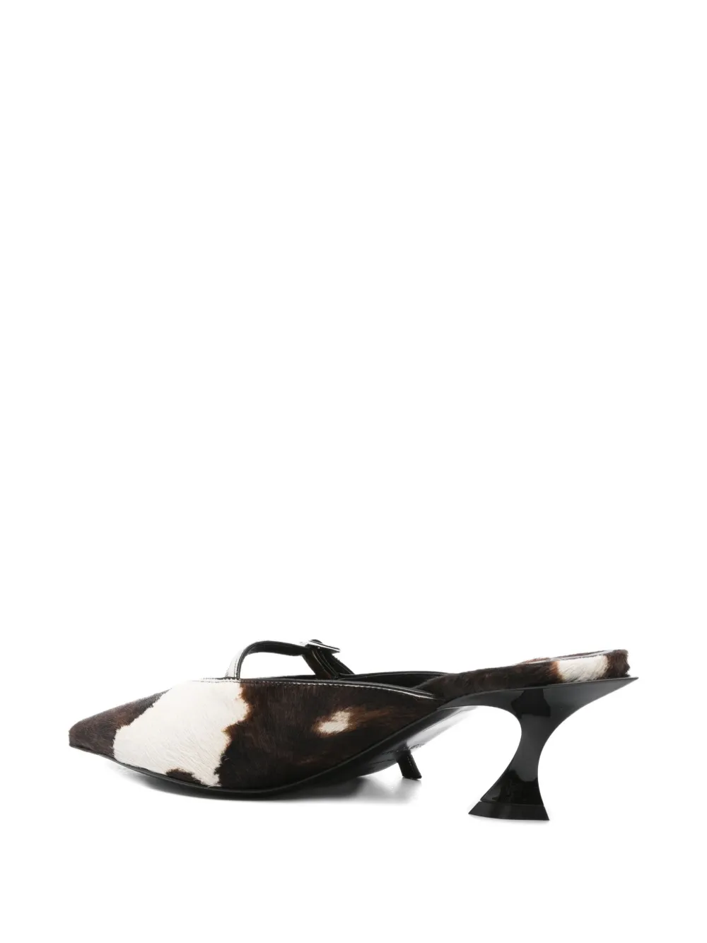 Mugler 60mm cow-print pointed-toe mules Brown