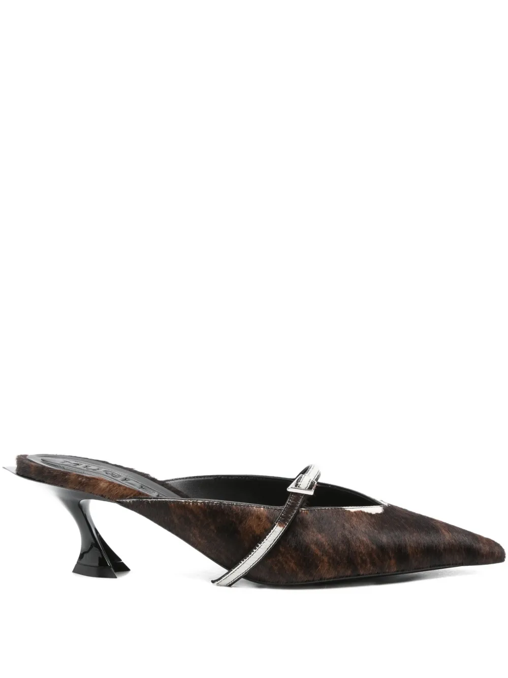 Mugler 60mm cow-print pointed-toe mules Brown