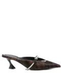 Mugler 60mm cow-print pointed-toe mules - Brown