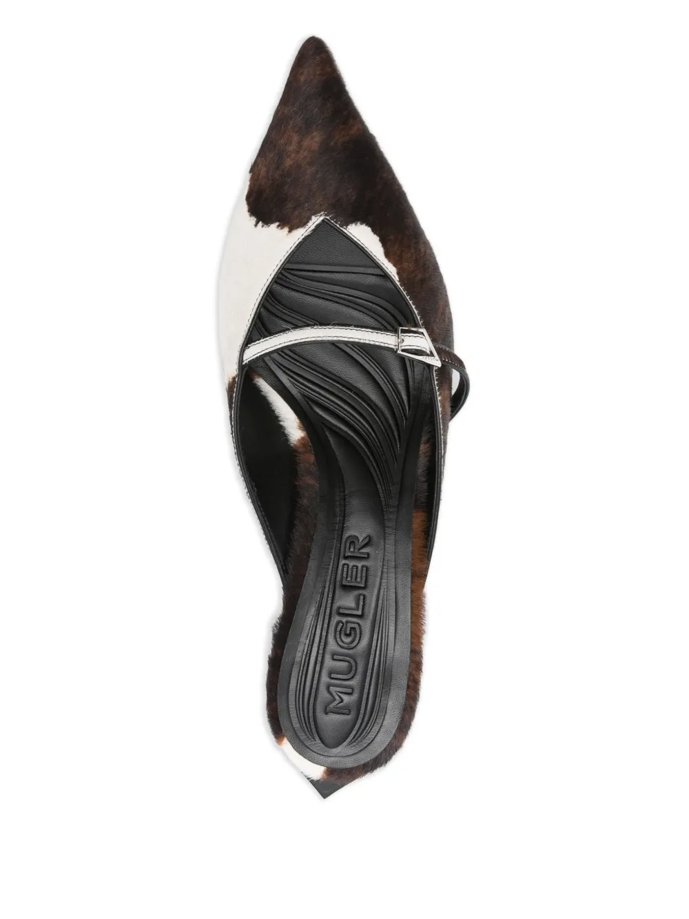 Mugler 60mm cow-print pointed-toe mules Brown