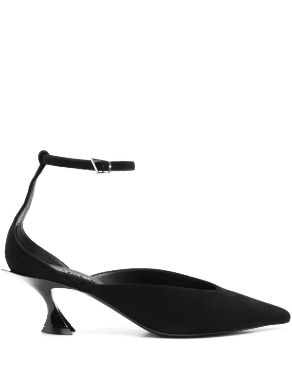 Mugler 55mm Fang Ankle-strap Pumps in Black