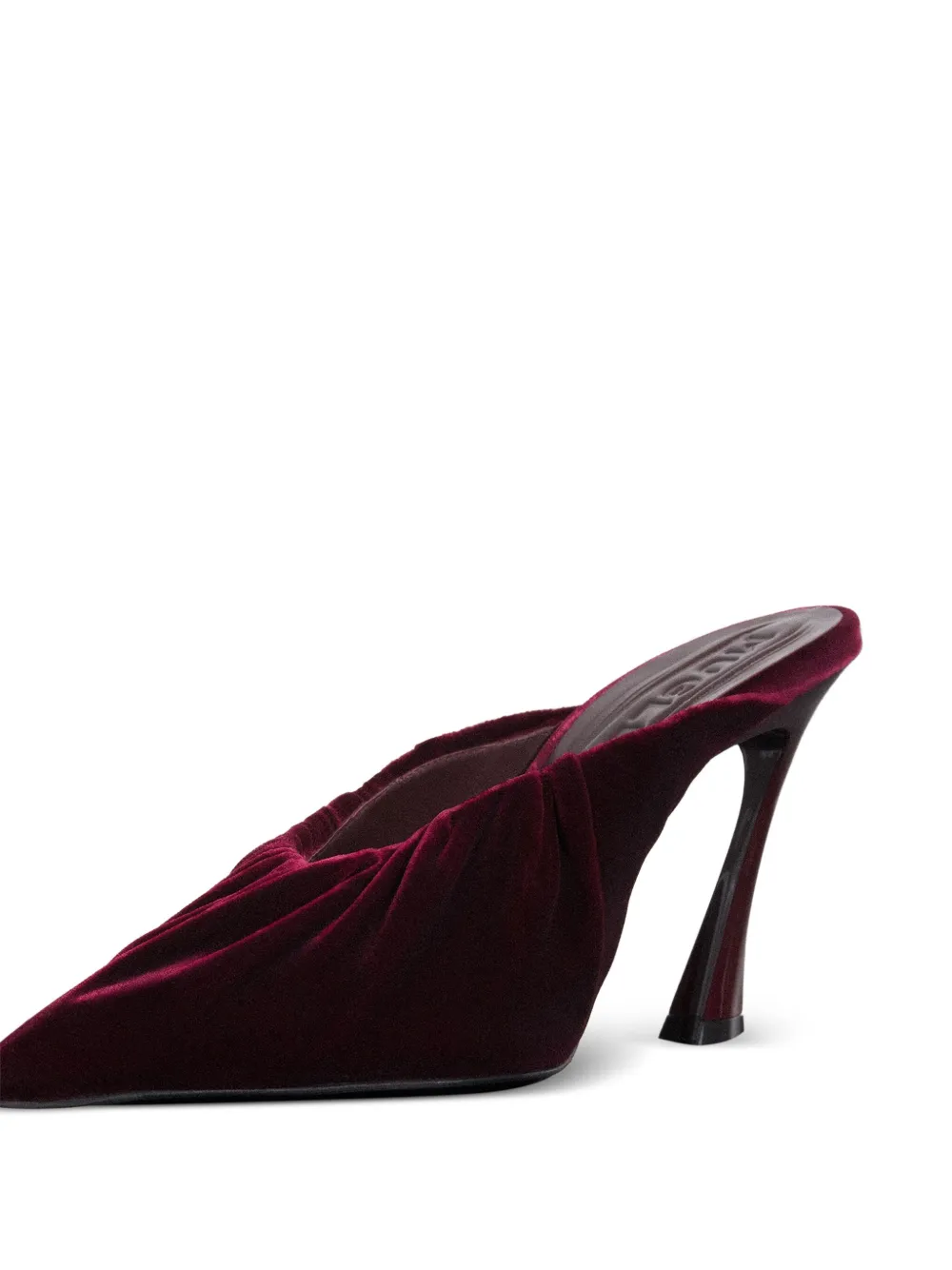 Mugler 95mm geplooide muiltjes met puntige neus Rood