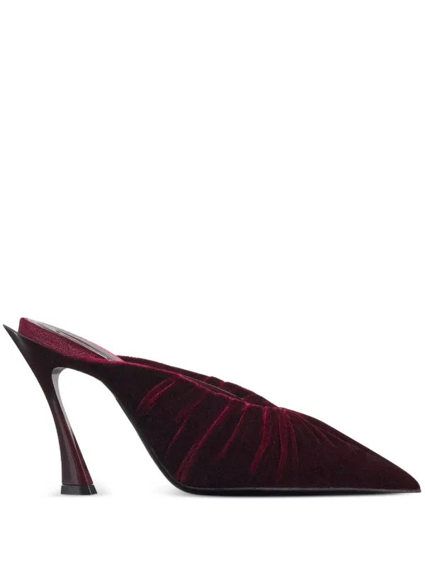 Mugler 95mm Pleated pointed-toe Heeled Mules Red FARFETCH