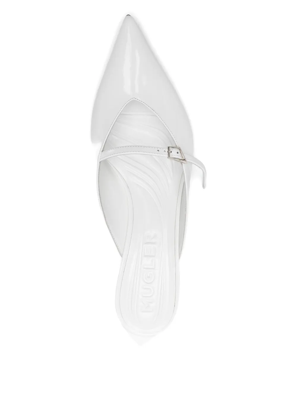 Mugler 60mm Leather Buckled Heeled Mules In White