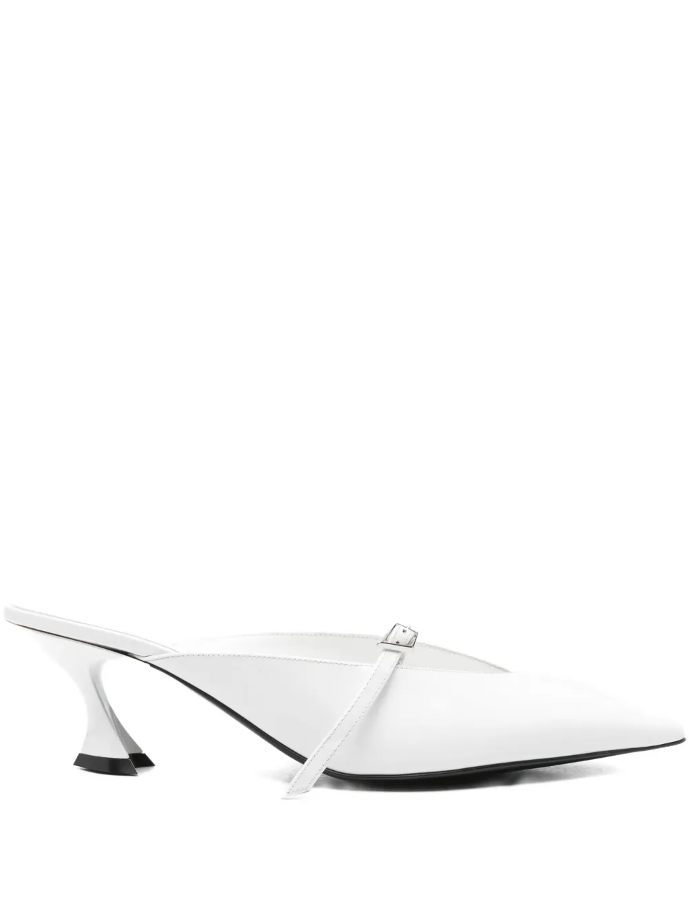 Mugler 60mm leather buckled heeled mules White