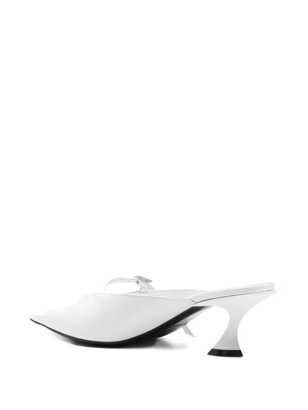 Mugler 60mm Leather Buckled Heeled Mules In White