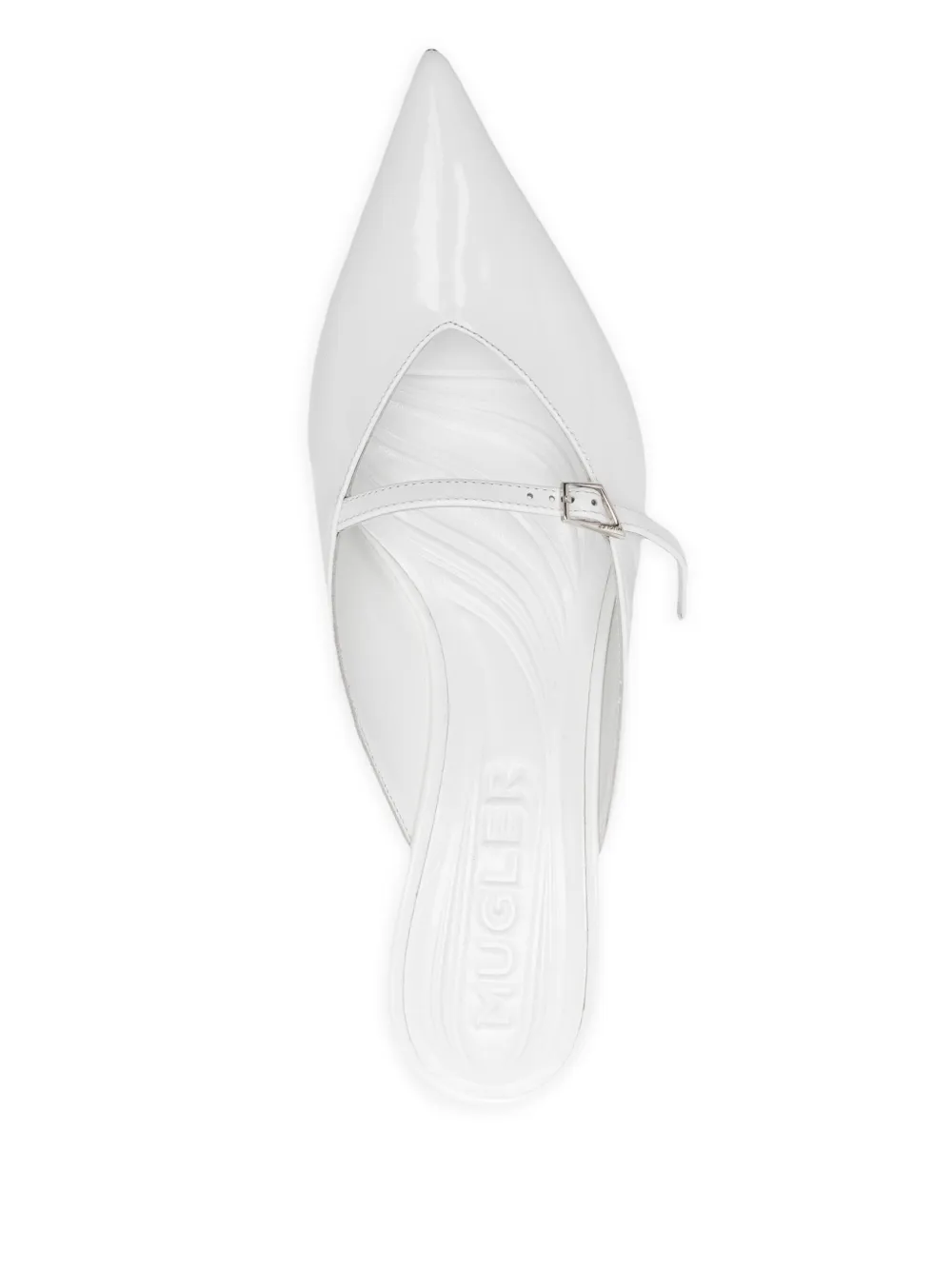 Mugler 60mm leather buckled heeled mules White