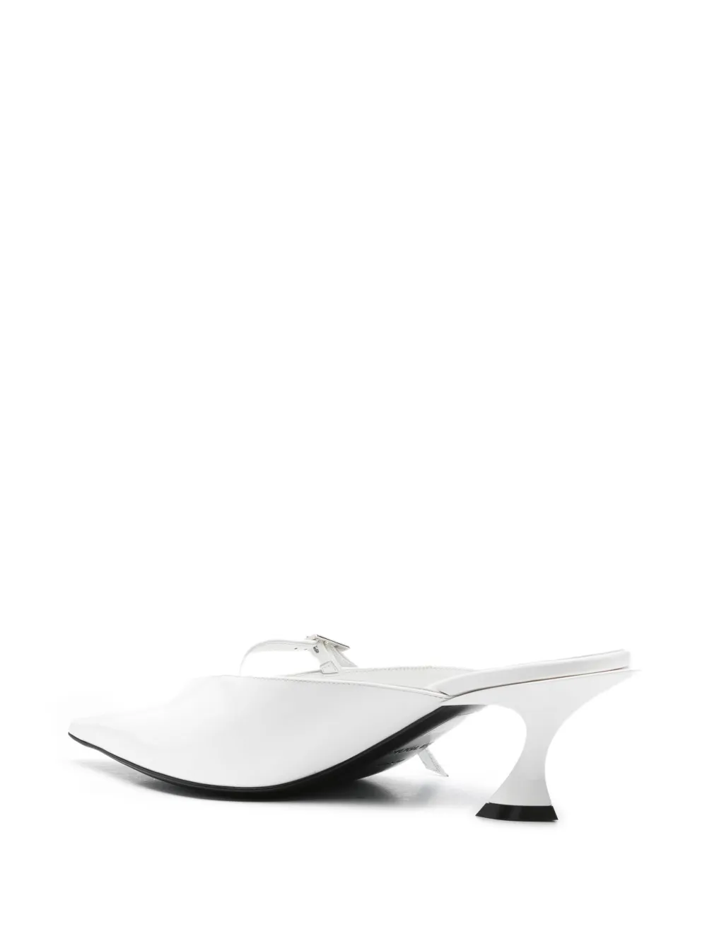 Mugler 60mm leather buckled heeled mules White
