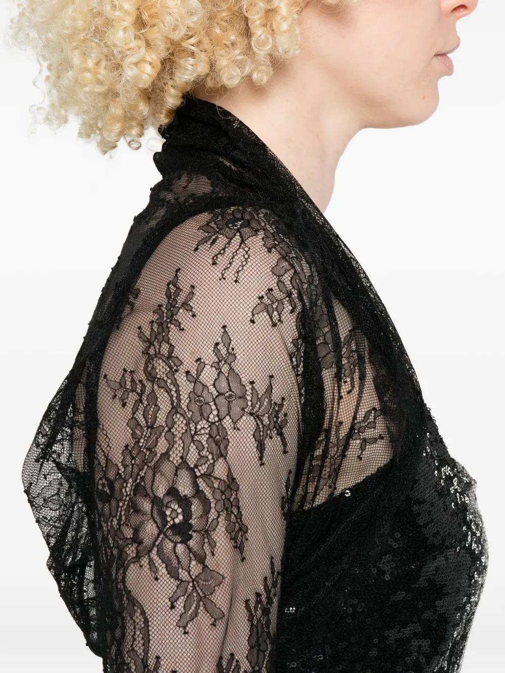 Alberta Ferretti Cropped jack met bloemenkant Zwart