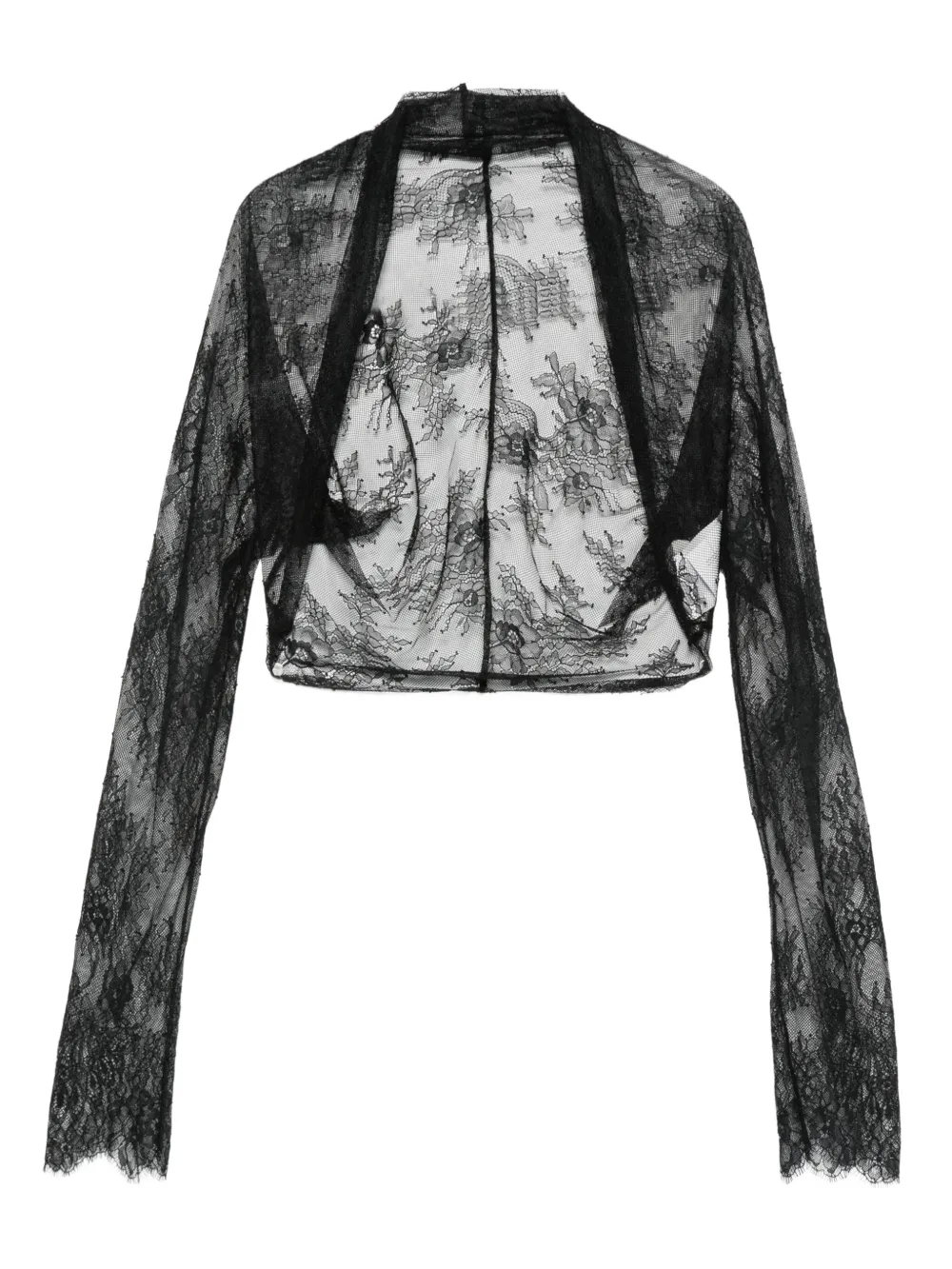 Alberta Ferretti Cropped jack met bloemenkant Zwart
