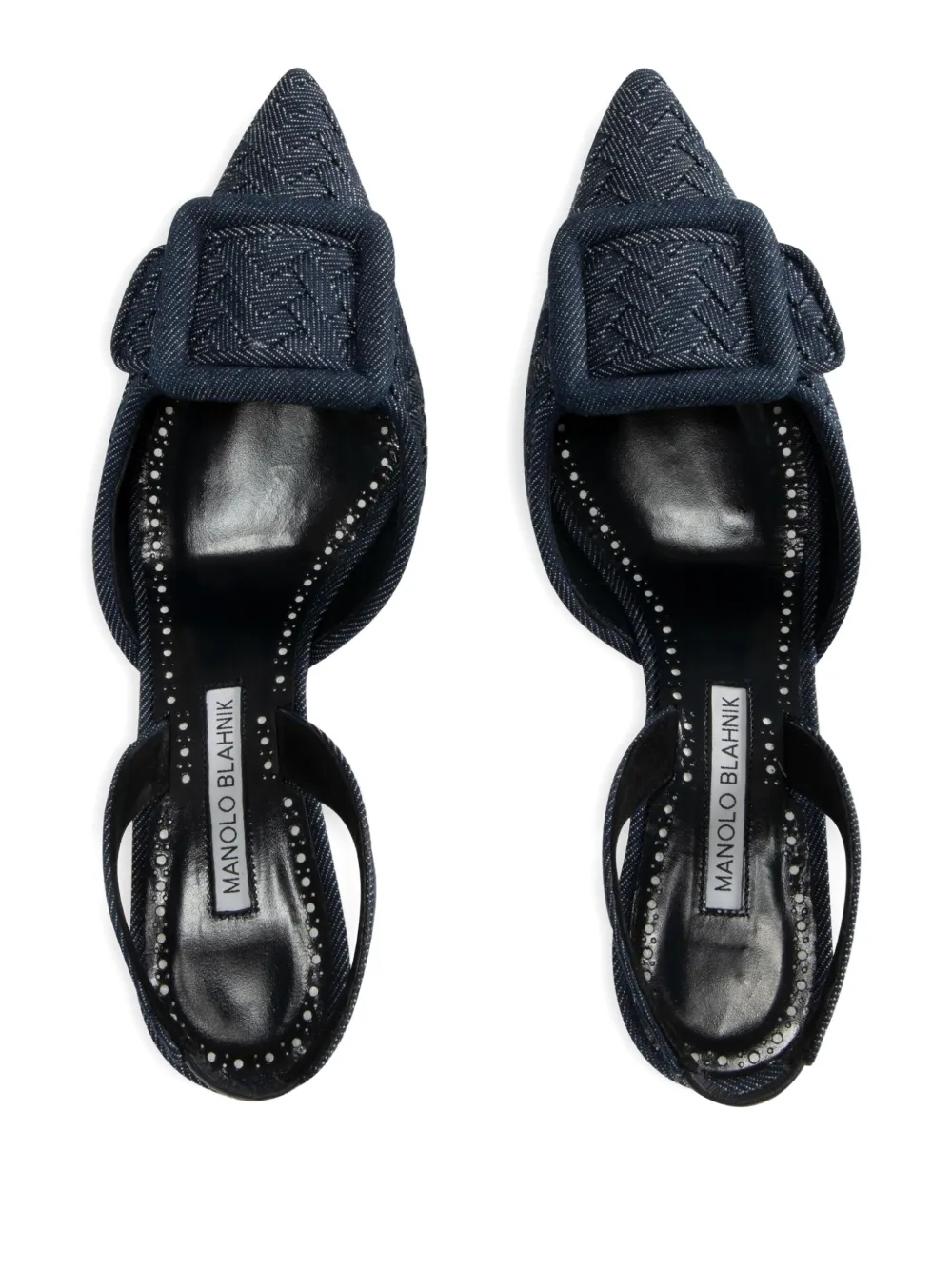 Manolo Blahnik 70mm slingback woven pumps Blue