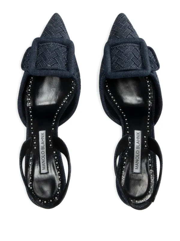 Manolo Blahnik 70mm Slingback Woven Pumps | Blue | FARFETCH