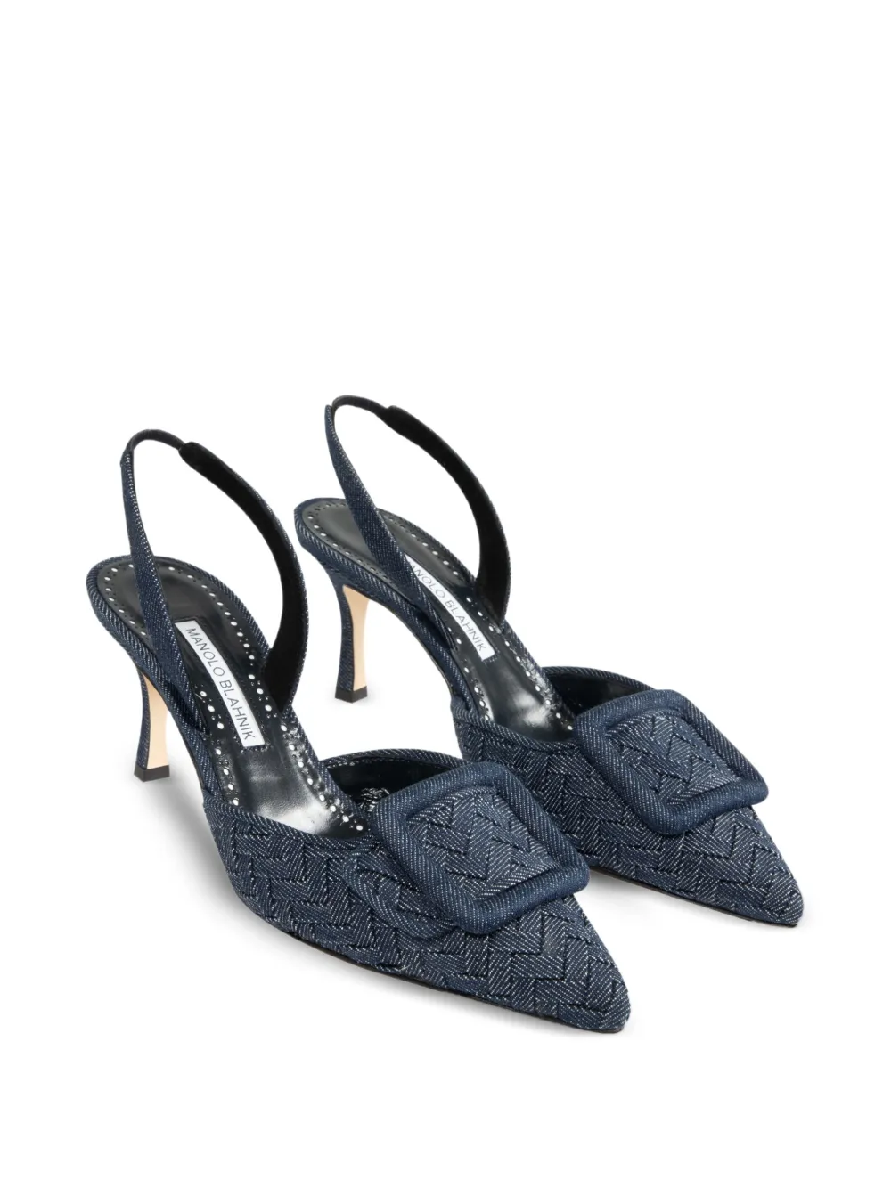 Manolo Blahnik 70mm slingback woven pumps Blue