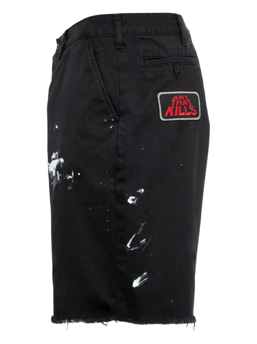Gallery Dept. Mens Black Art On Display Paint-splatter Cotton-chino Shorts In Black