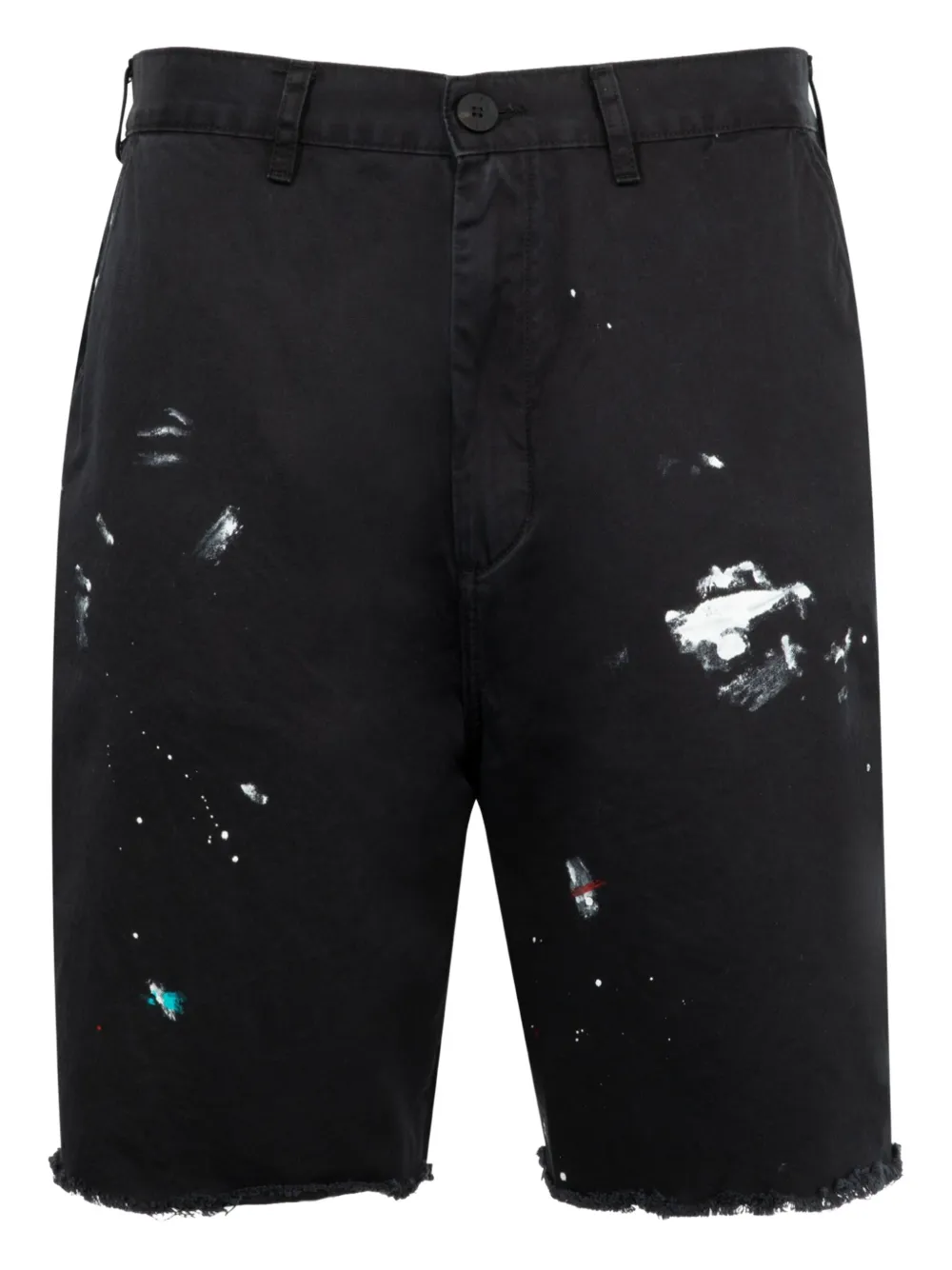 Gallery Dept. Mens Black Art On Display Paint-splatter Cotton-chino Shorts In Black