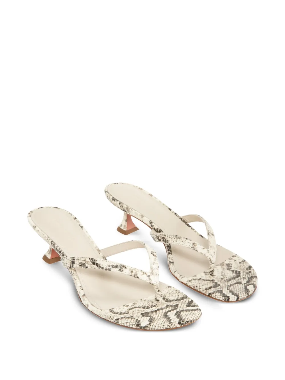 Amina Muaddi 45mm Juliette Thong snakeskin sandals Neutrals