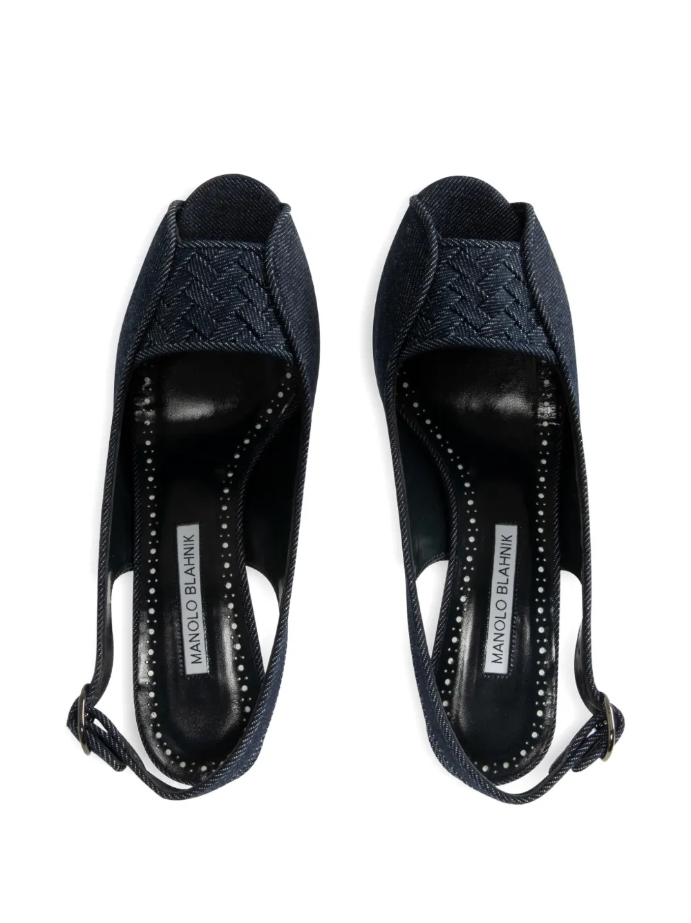 Manolo Blahnik 70mm slingback peep-toe pumps Blue