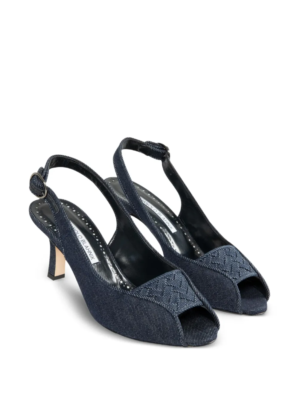 Manolo Blahnik 70mm slingback peep-toe pumps Blue