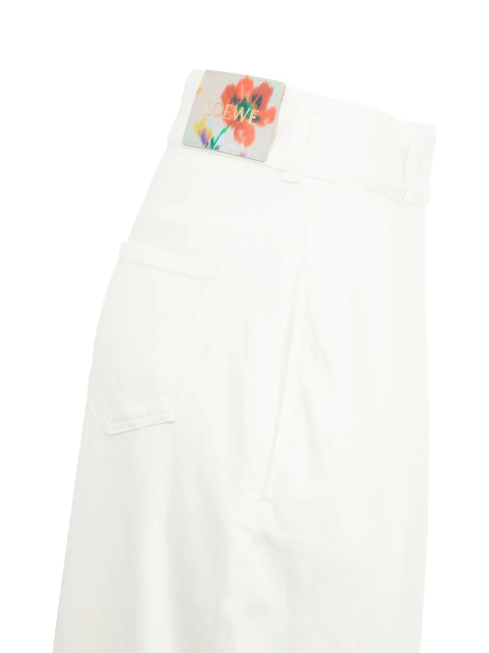 Loewe High-rise Cotton Twill Wide-leg Pants In White