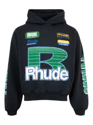 ルード RHUDE バックプリント ダスト加工パーカー メンズ L RHUDE プリント パーカー | ブラック | FARFETCH JP