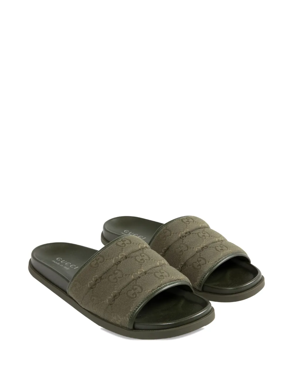 Gucci GG monogram quilted slides Green