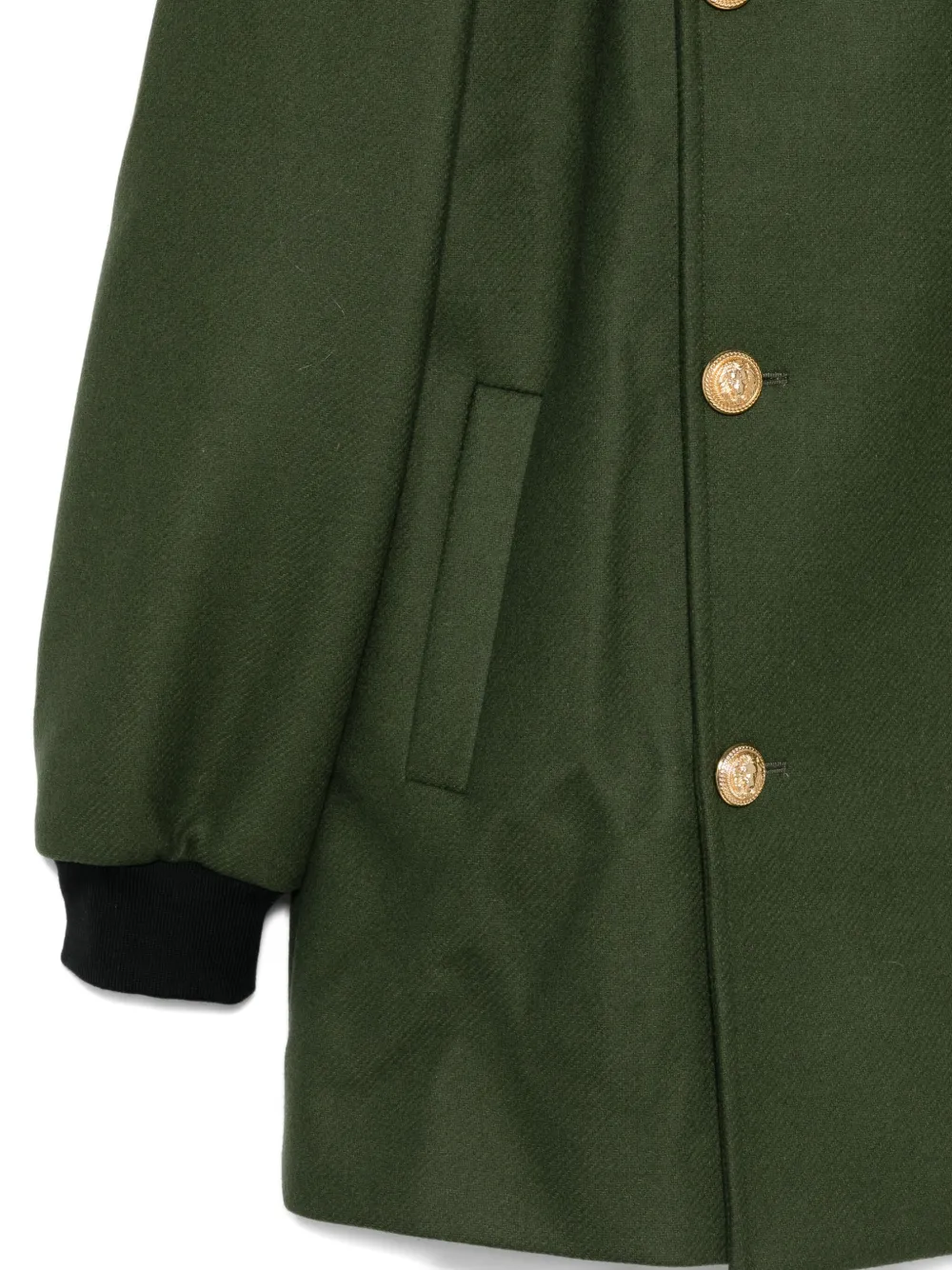 Balmain Kids double-breasted hooded jacket Groen