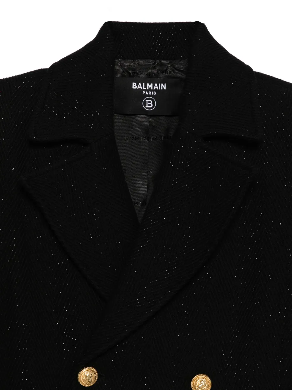 Balmain Kids Jas met dubbele rij knopen en glitterdetail Zwart