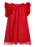 MAMA LUMA KIDS glitter-embellished ruffled dress - Red