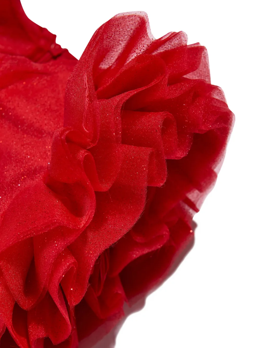 MAMA LUMA KIDS glitter-embellished ruffled dress Rood
