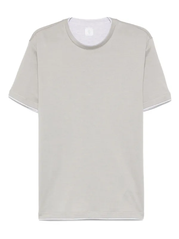 Eleventy Double-layered Cotton T-shirt in Neutrals