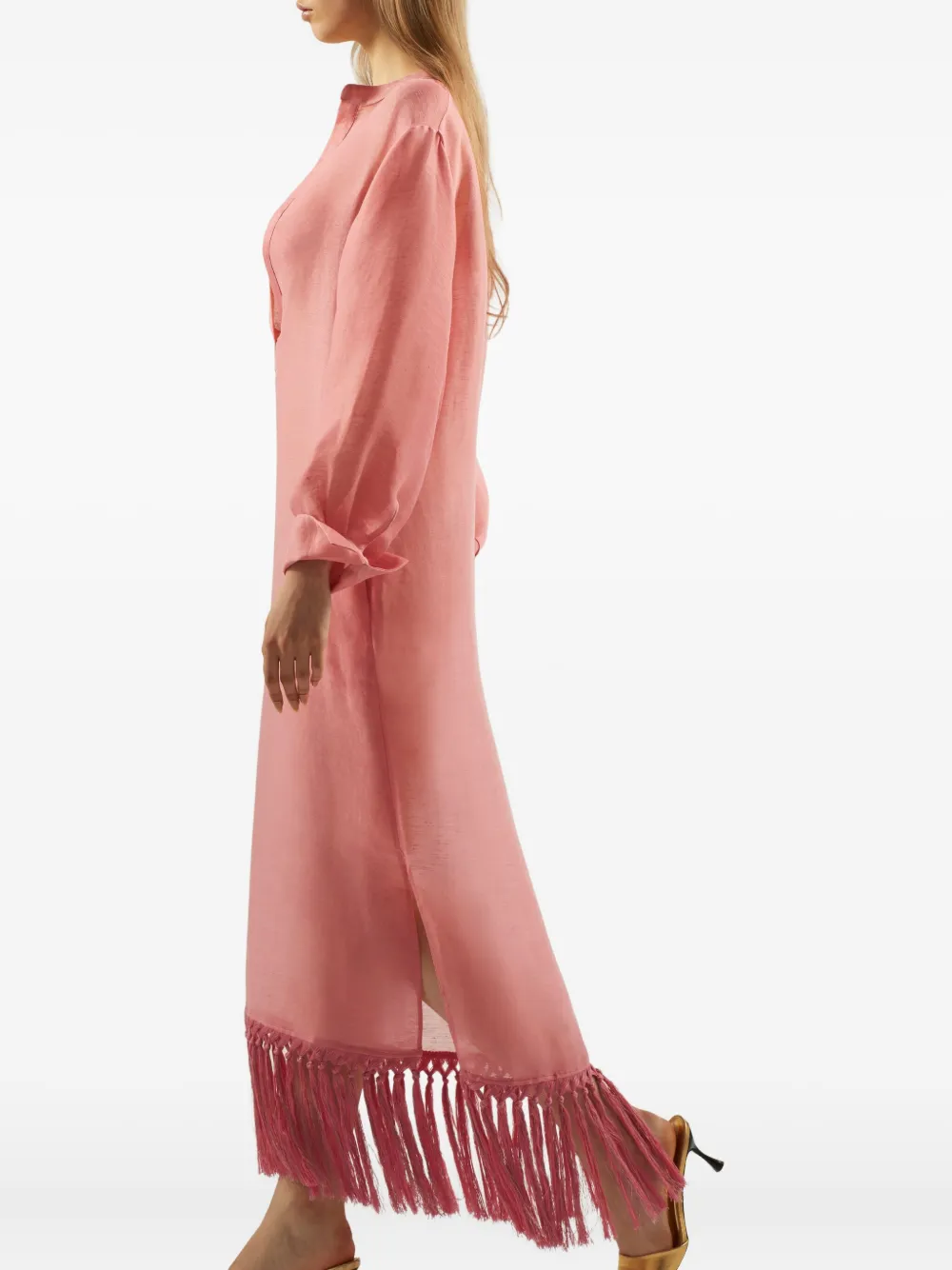 Taller Marmo Bahamas maxi-jurk met franje afwerking Roze