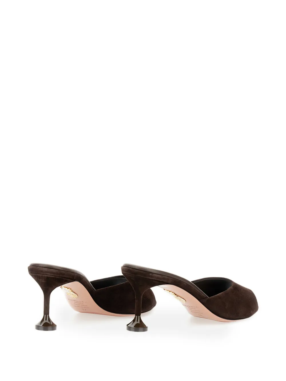 Aquazzura 65mm Bisous fluted-heel suede sandals Brown