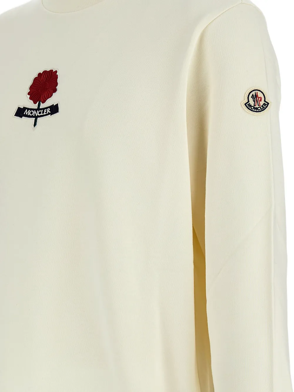 Moncler Sweater met ronde hals verfraaid met bloemen Beige